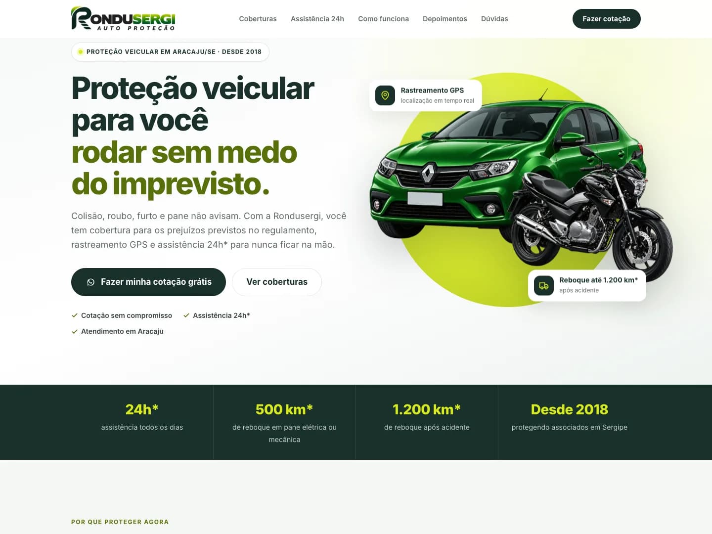 Site da Rondusergi Auto Proteção